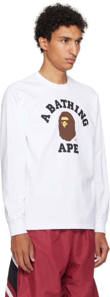 T-shirt BAPE A Bathing Ape College Long Sleeve T-Shirt Vit | 001LTL301013M, 1