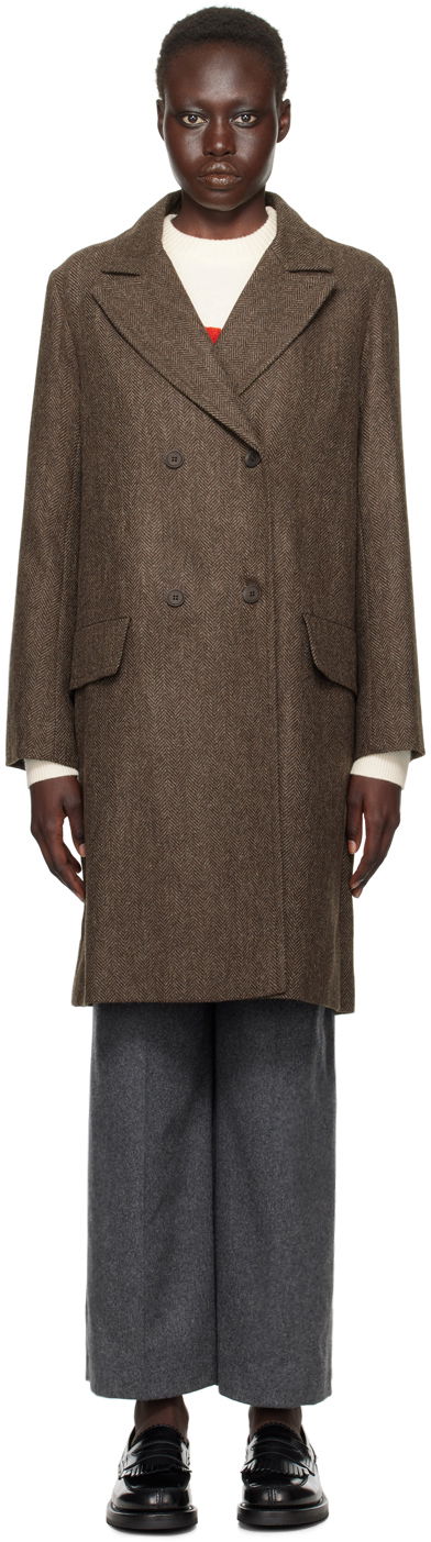 Rockar A.P.C. Coat Double-Breasted Brun | WOARA-F01545