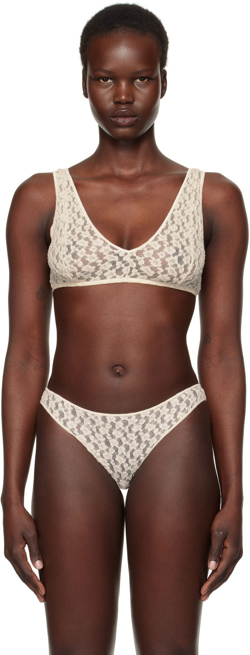 Trosor Baserange Crescent Lace Bra Vit | BRCR-LA-SP25