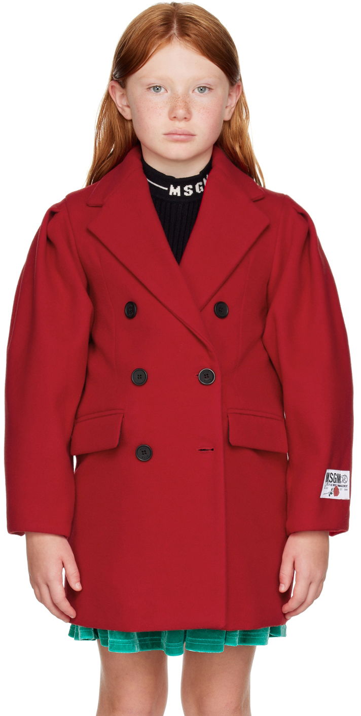 Rockar MSGM MSGM Kids Double-Breasted Coat Röd | MS029142