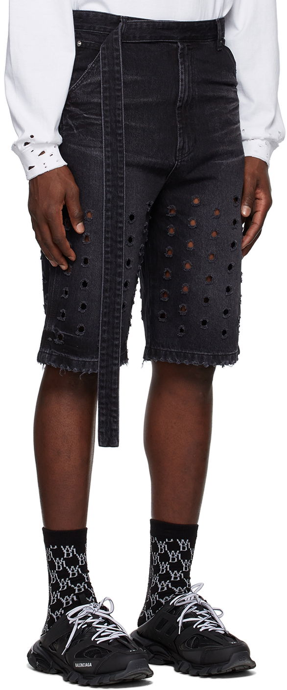 Shorts We11done We11done Denim Eyelet Shorts Svart | WD-DP1-22-358-M-WB, 1