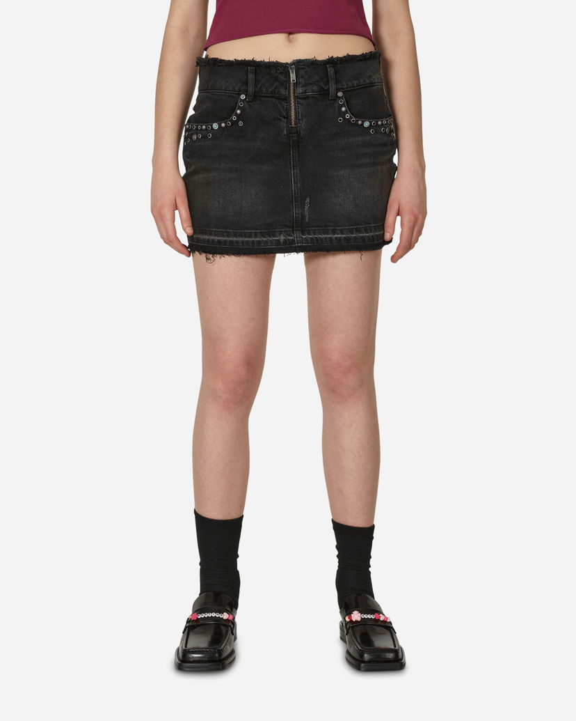 Kjol GUESS Western Denim Skirt Used Black Wash Svart | W4GU38D5AK0 GUUB