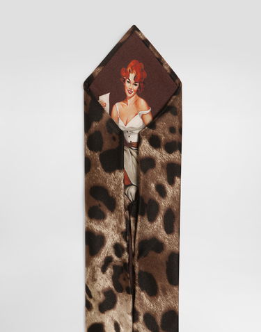 Tillbehör Dolce & Gabbana Dolce & Gabbana Satin Tie with Leopard Print Brun | GT181EFS1GTHY13M, 3