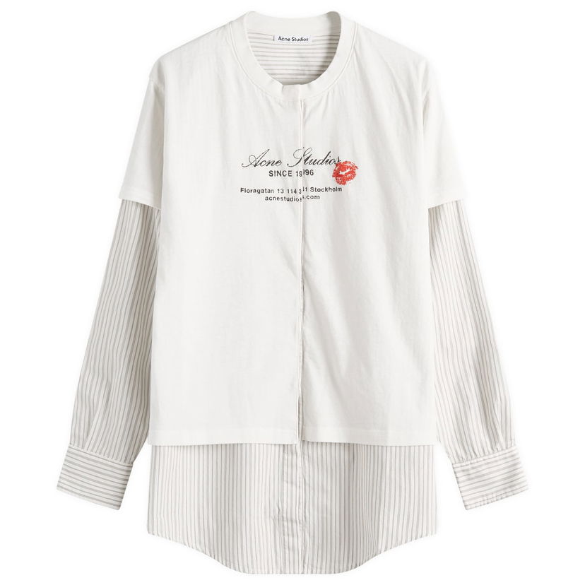 Skjorta Acne Studios Acne Studios Eliah Double Layer T-Shirt, Size Large Vit | AC0730-AEG
