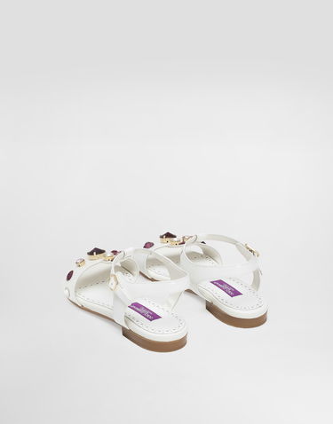 Tillbehör Dolce & Gabbana Dolce & Gabbana Patent Leather Sandals With Crystals Vit | D11364AN1968V135, 3