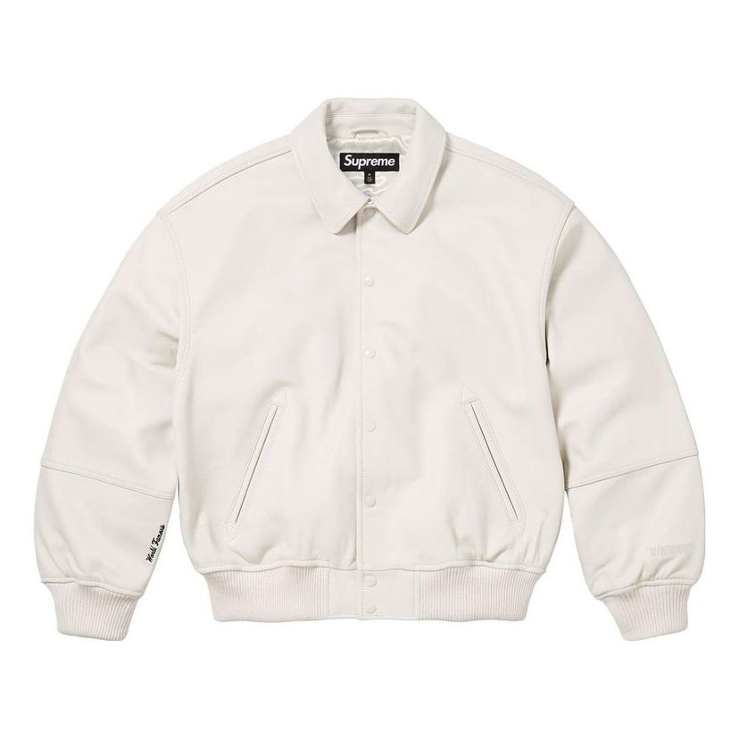 Bomberjacka Supreme Windstopper Leather Varsity Jacket Vit | SUP-FW23-095