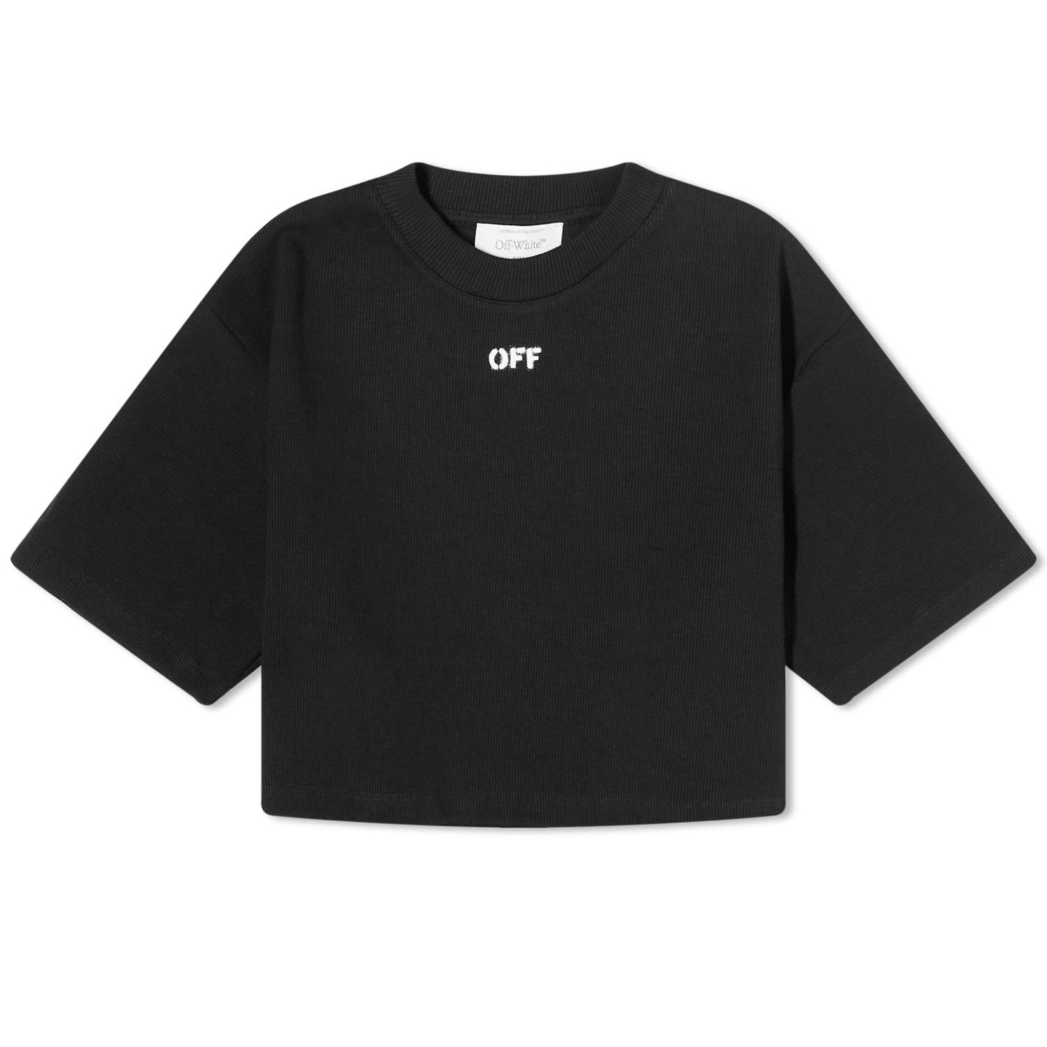 T-shirt Off-White Stamp Logo Rib Crop T-Shirt Svart | OWAA081F23JER0011001, 0