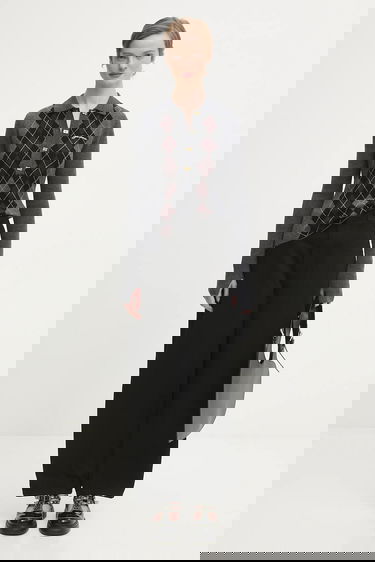 Polotröja GANNI Knitted Argyle Polo Top Grå | K2314, 4