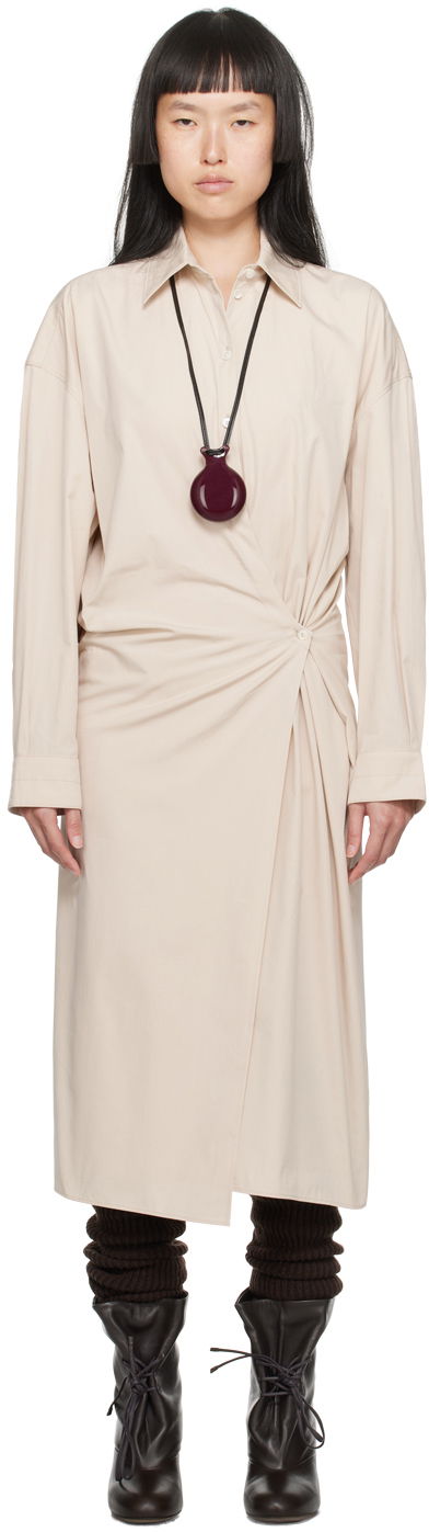 Klä LEMAIRE Lemaire Twisted Midi Dress Beige | DR1024 LF1106