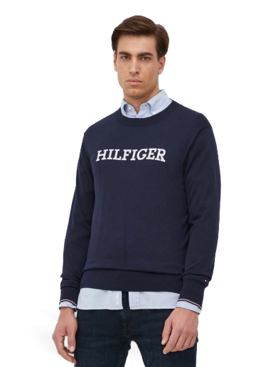 Sweater Tommy Hilfiger Hilfiger Monotype Supima Relaxed Jumper Mörkblå | MW0MW31584