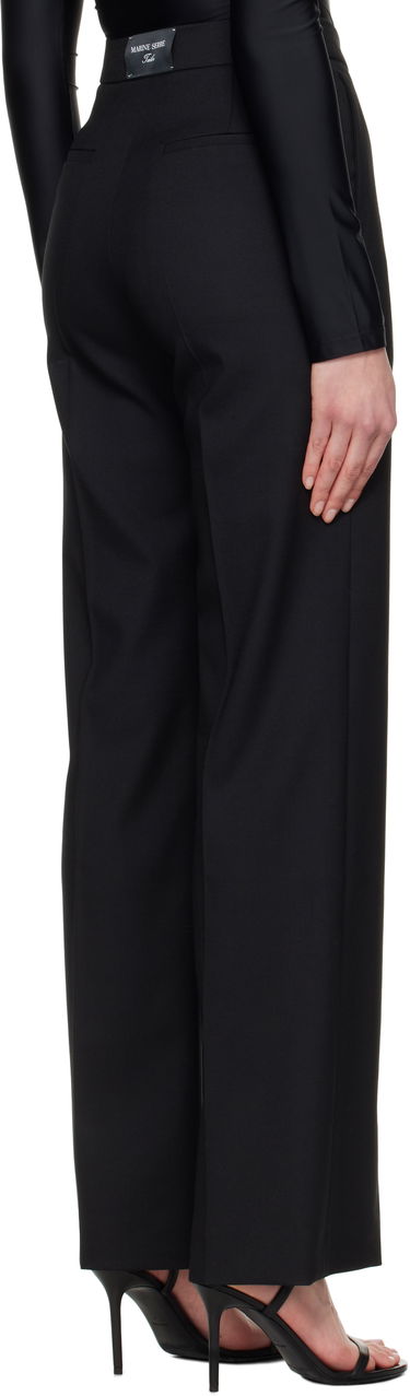 Byxor Marine Serre Marine Serre Virgin Wool Twill Wide Leg Trousers Svart | WPA154A RWOV0001, 2
