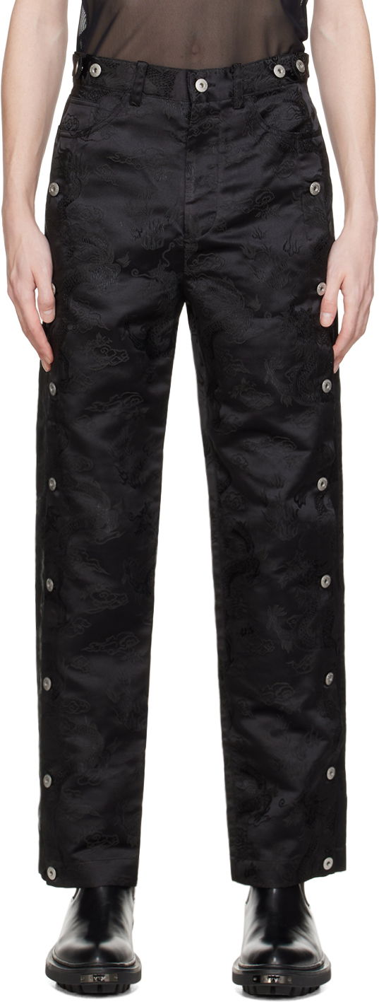 Byxor Feng Chen Wang Feng Chen Wang Dragon Jacquard Trousers Svart | FUS17TR12