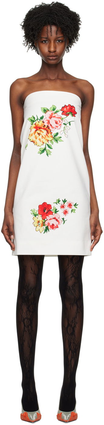 Klä We11done We11done Printed Strapless Mini Dress Vit | WD-OP1-23-016-W-MX