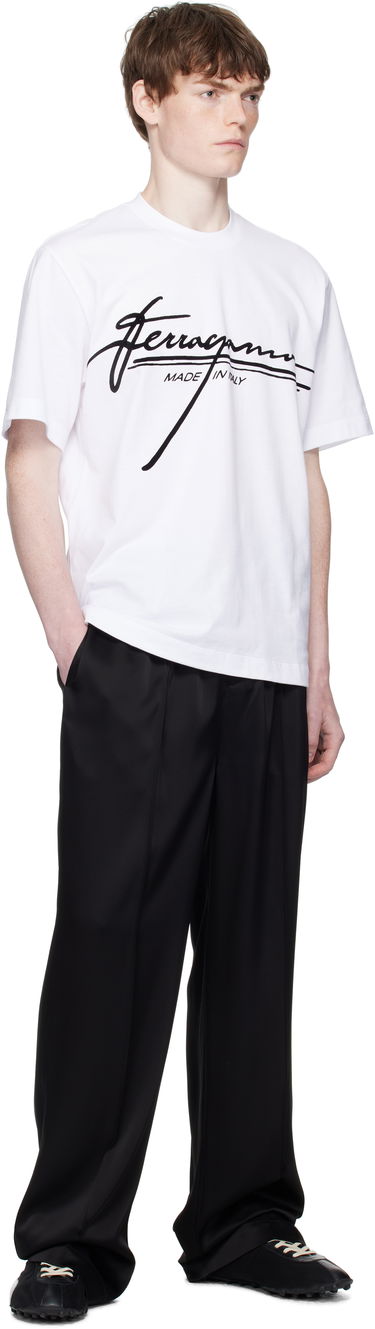 T-shirt FERRAGAMO Ferragamo Signature Crew Neck T-Shirt Vit | 786470, 3