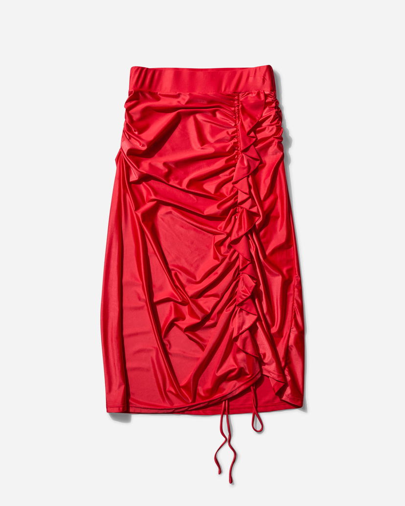 Kjol OpéraSPORT Agathe Ruched Drawstring Midi Skirt Röd | SS25-A32 RED