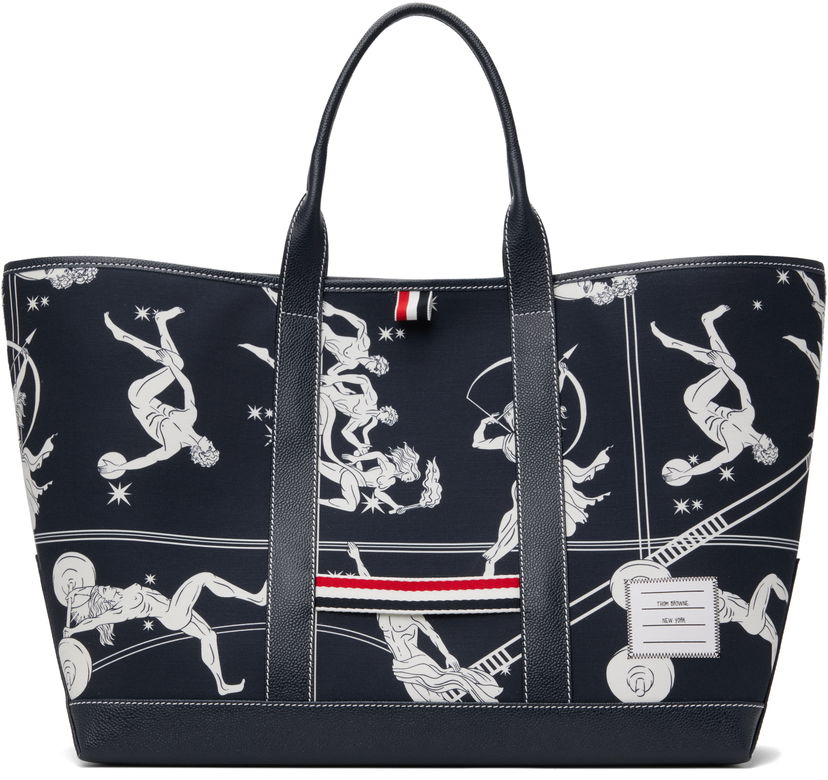 Tygpåse Thom Browne Thom Browne Olympic Constellation Medium Tool Tote Mörkblå | MAG389A-F0891