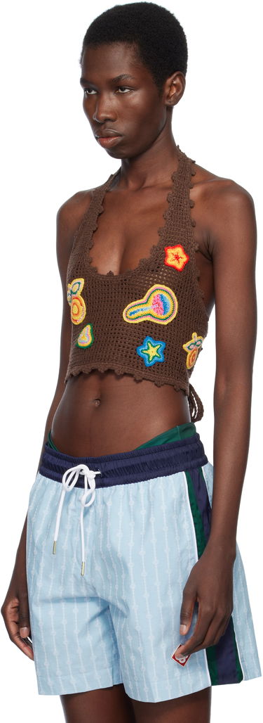 Badkläder Casablanca Casablanca Motif Crochet Crop Top Brun | WS25-KW-939-01, 3