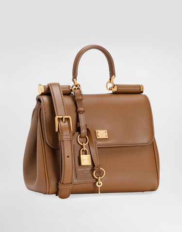 Handväska Dolce & Gabbana Dolce & Gabbana My Sicily Plongé Calfskin Top Handle Bag Brun | BB7781B73218Z093, 1