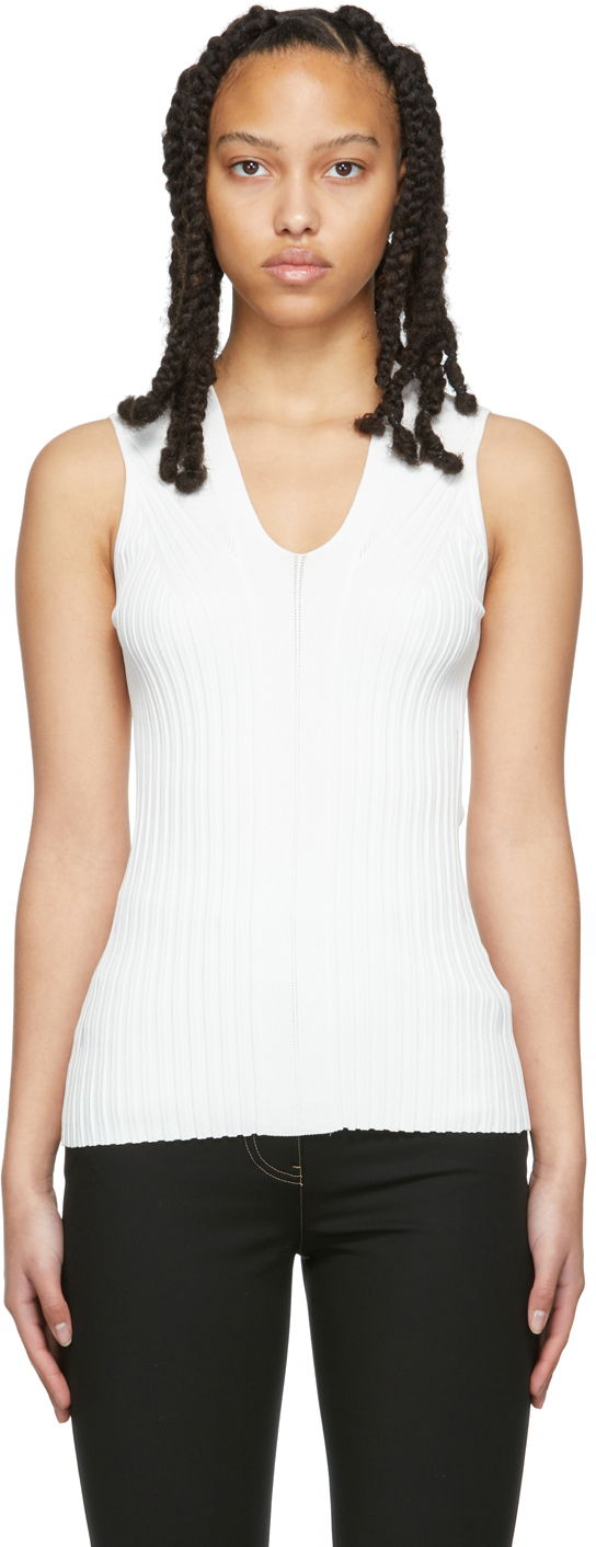 Linne Helmut Lang Helmut Lang Rib Knit Sleeveless Top Vit | M01HW703