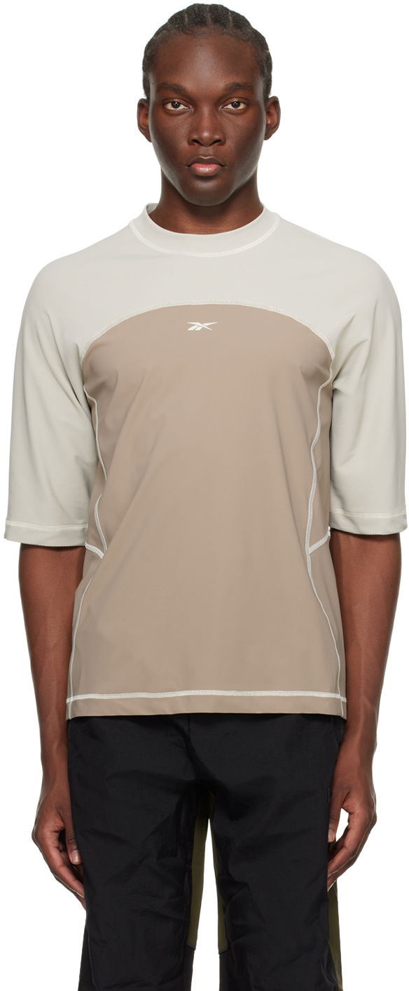 T-shirt Reebok Classics Ribbed Training T-Shirt Beige | RMVA001C99FAB0011761