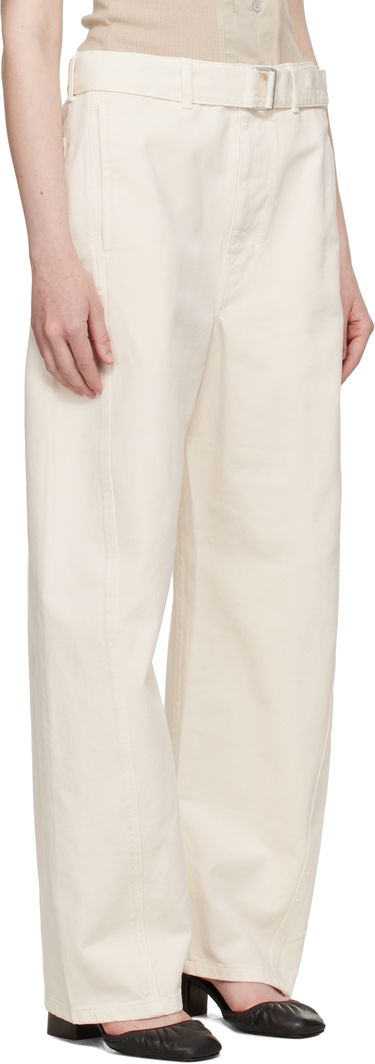 Byxor LEMAIRE Lemaire Twisted Belted Trousers Vit | PA326 LD1034, 4