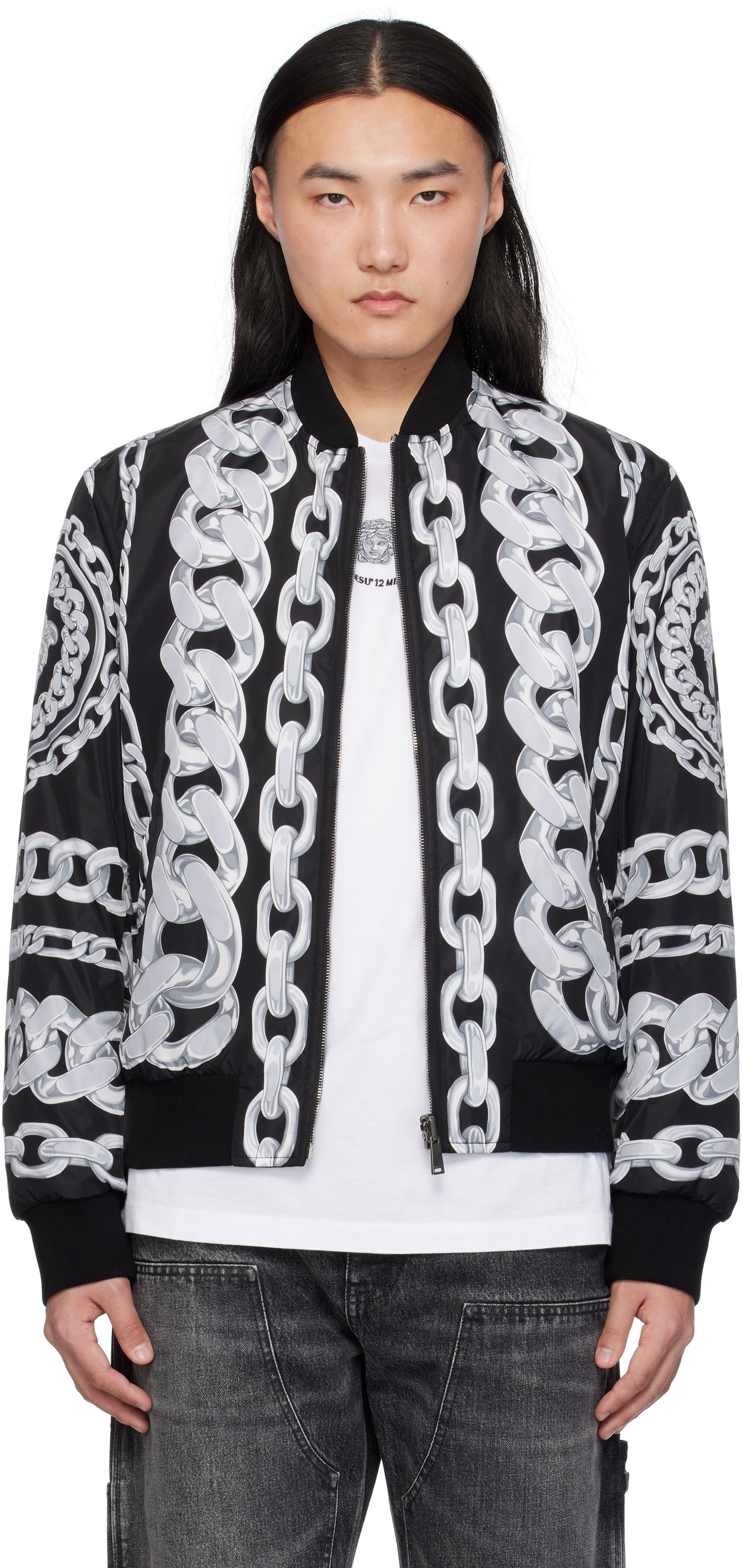 Bomberjacka Versace Versace Medusa Chains Reversible Bomber Jacket Svart | 1018824_1A13441, 0