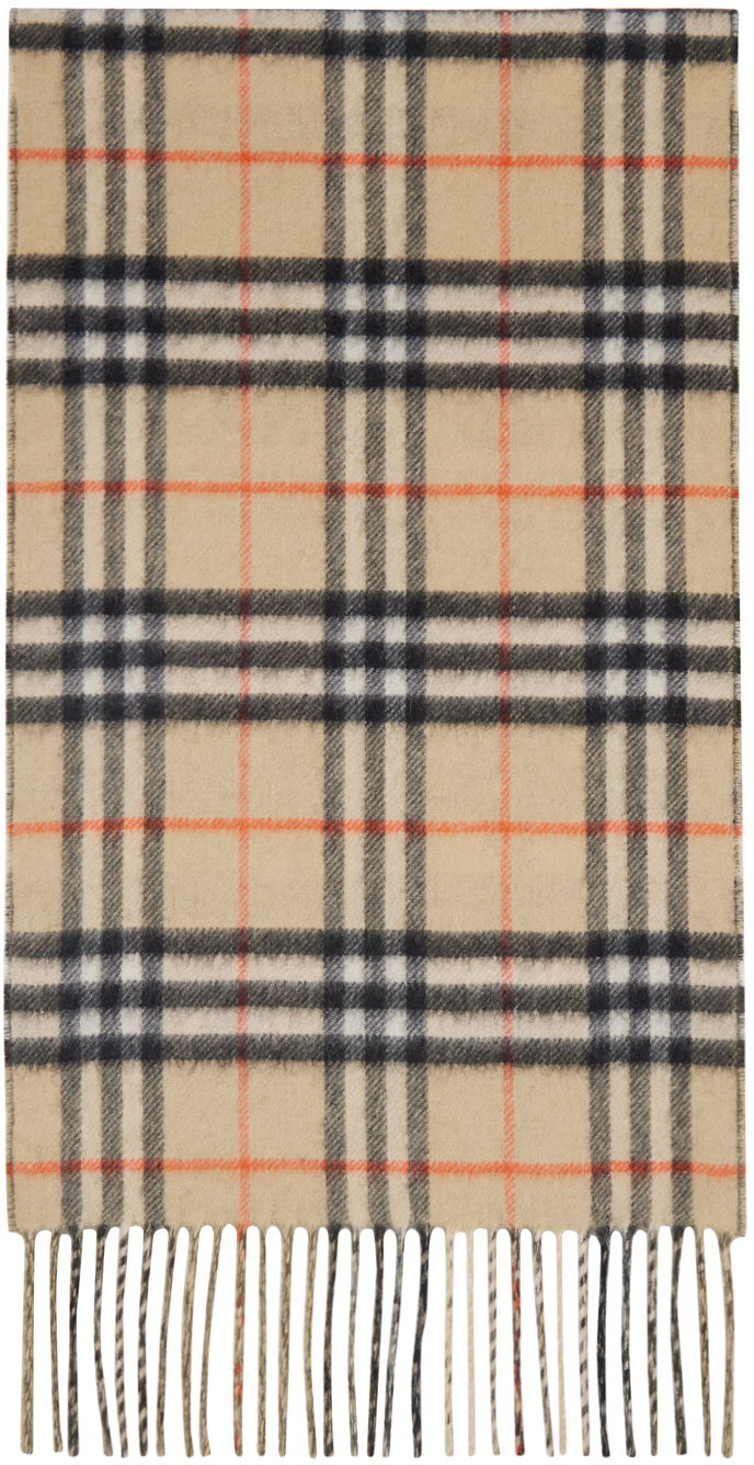 Halsduk Burberry Reversible Check Cashmere Scarf Beige | 8095702