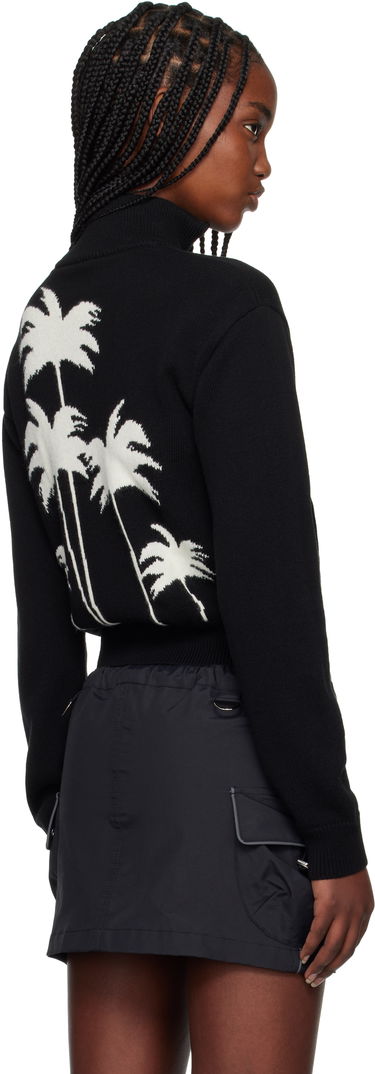 Sweater Palm Angels Palm Angels Palm Inlay Knit Track Jacket Svart | PWHA061S25KNI0011003, 2