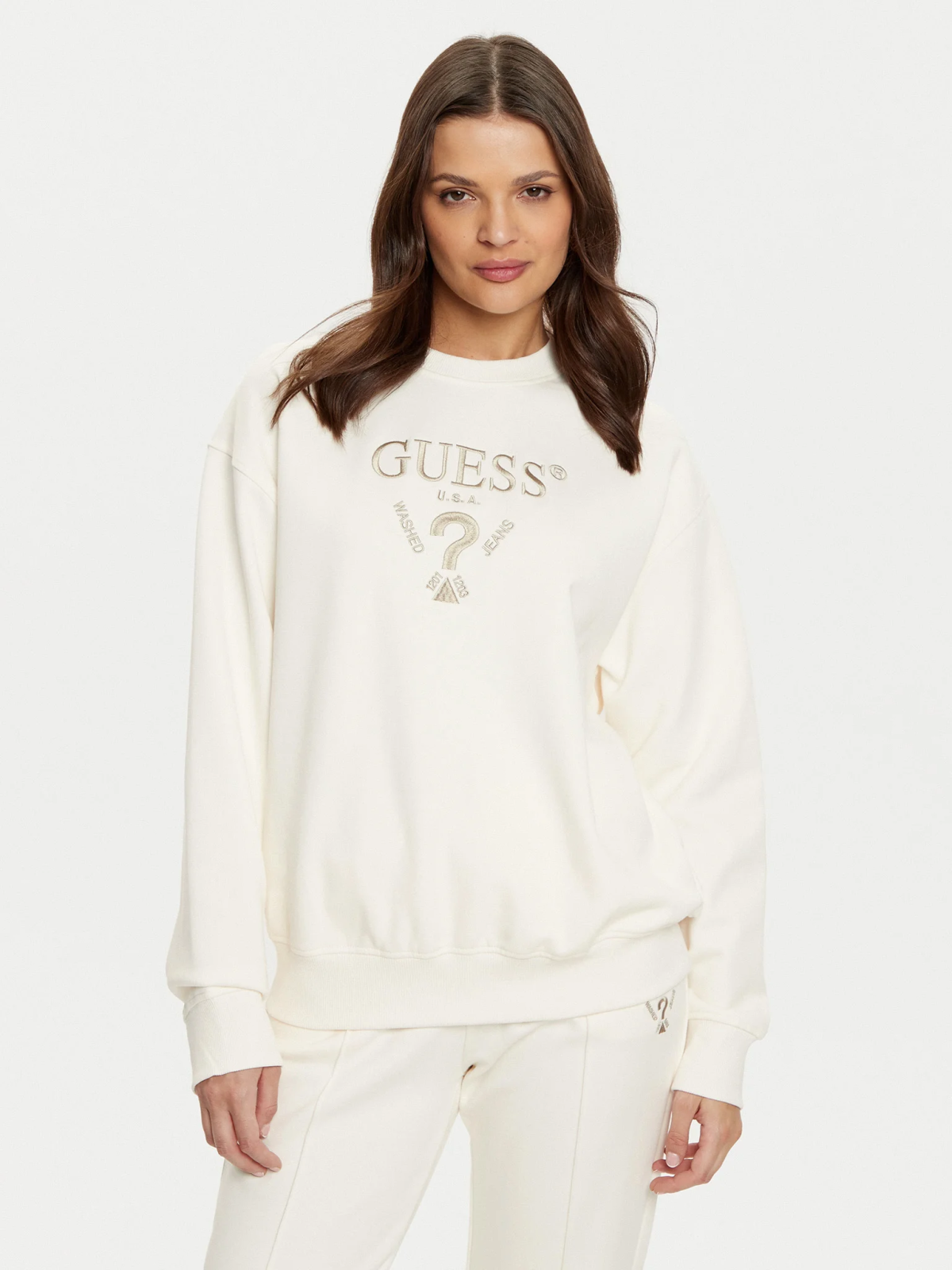 Sweatshirt GUESS Guess Roberta Sweatshirt Vit | V5RQ12KC3D2-G6K5, 0