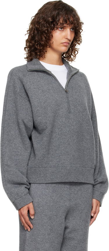 Sweater Loulou de Saison Loulou de Saison Cashmere Quarter-Zip Sweater Grå | DRIES, 1