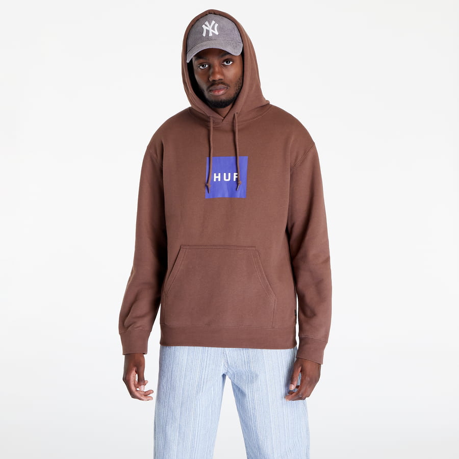Sweatshirt HUF Essentials Box Logo Hoodie Brun | PF00465 BROWN, 0