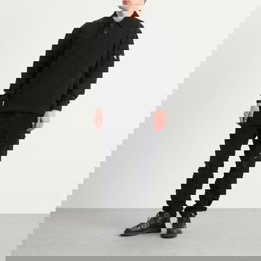 Sweater C.P. Company C.P. Company Chenille Ribbed Knit Polo, Size Large Svart | 19CMKN021A-005558G-999, 4