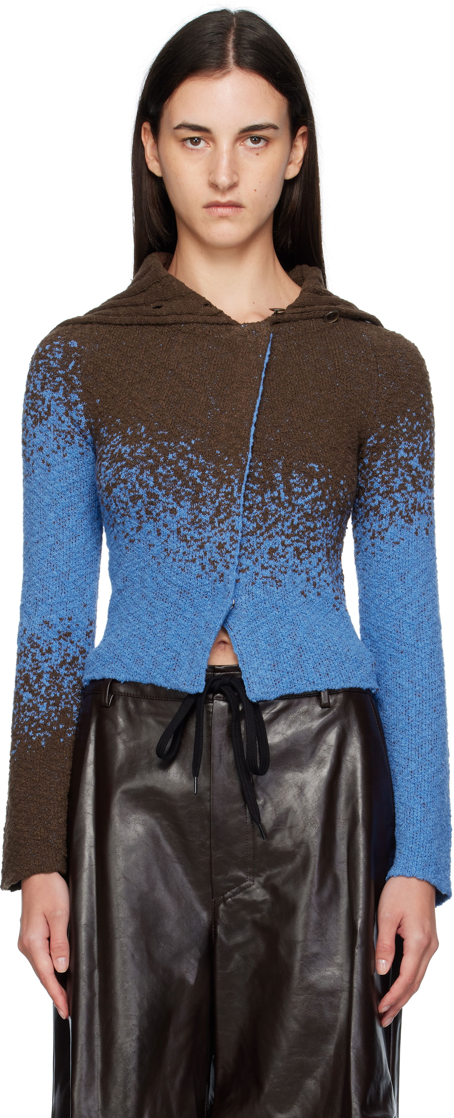 Sweater Andersson Bell Andersson Bell Flow Jacquard Knit Cropped Hoodie Blå | atb1358w, 0