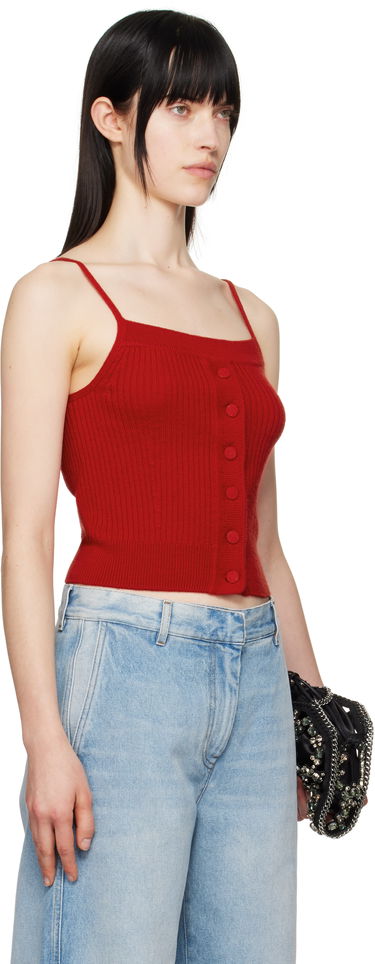 Linne Dries Van Noten Dries Van Noten Wool Straight Neck Tank Top Röd | 251-011209-1713, 1