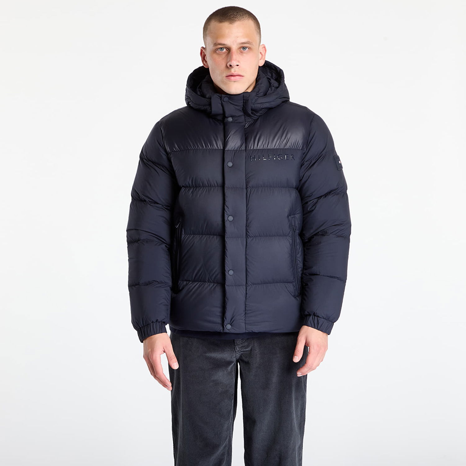 Pufferjacka Tommy Hilfiger Jacket Mix Down Hooded Puffer Desert Sky Mörkblå | MW0MW40613-DW5, 0