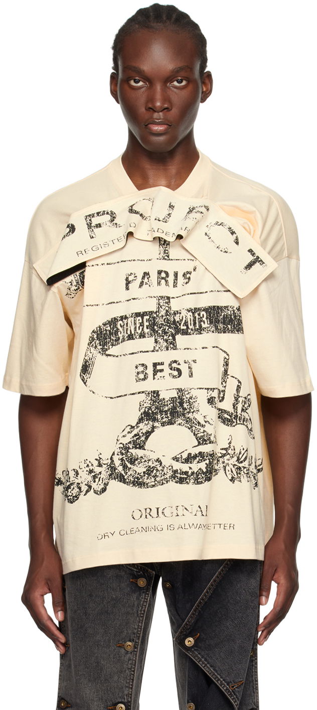 T-shirt Y/PROJECT Velcro 'Paris' Best' T-Shirt Beige | 204TS017