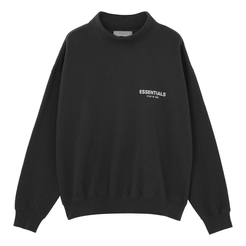 Sweater Fear of God Essentials Mock Neck Sweatshirt Svart | FOG-SS22-250