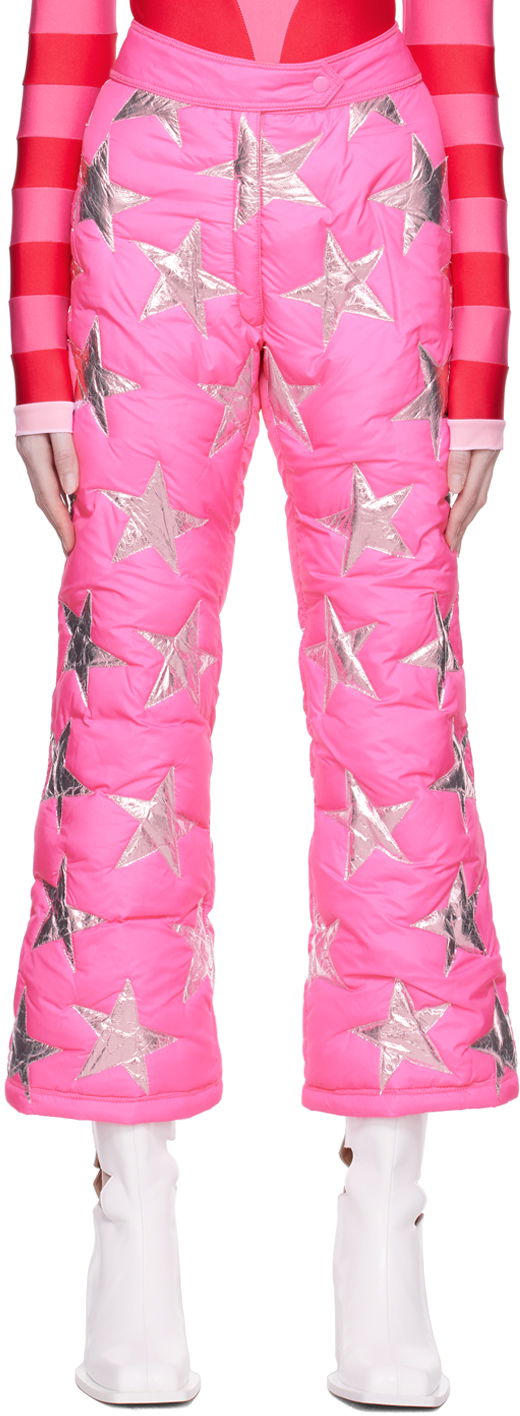 Byxor ERL ERL Star-Embellished Puffer Trousers Rosa | ERL05P016
