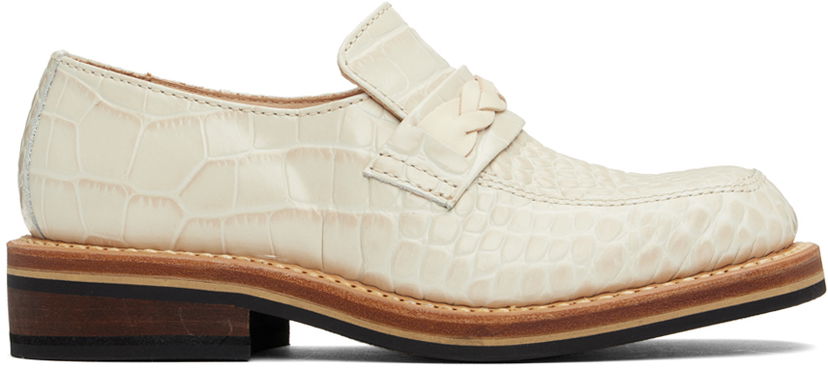 Sneakers och skor OUR LEGACY Nakano Braided Croc-Embossed Loafers Vit | A4247NVC