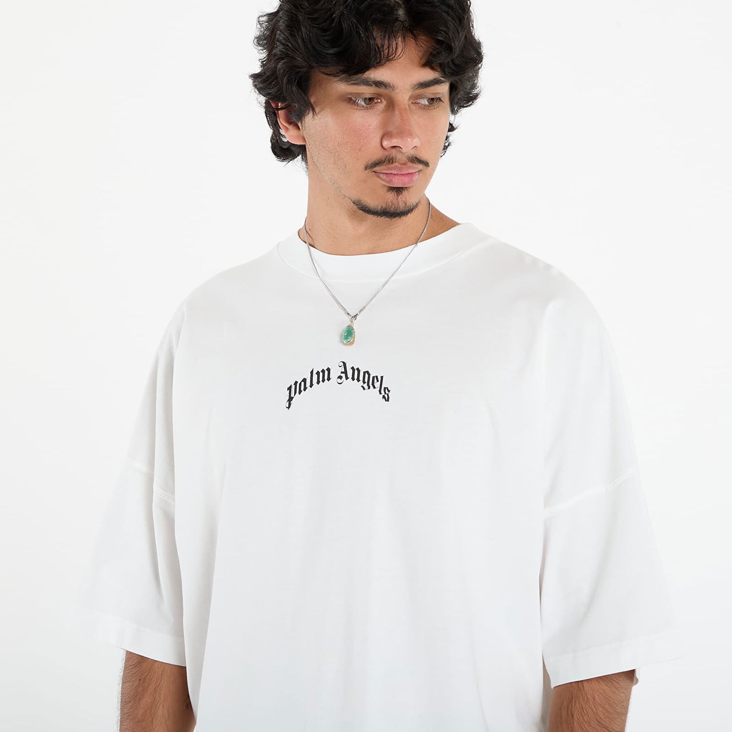 T-shirt Palm Angels Palm Angels Back Curved Logo Over Tee Vit | PMAA10BF25JER0010310, 1