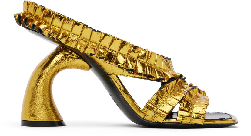 Tillbehör Dries Van Noten Dries Van Noten Ruffled Heeled Sandals Metallisk | WS251-1566-207