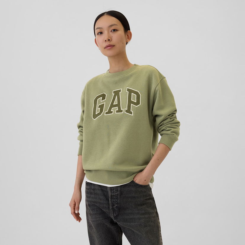 Sweatshirt GAP Logo Crew Olive Cord Grön | 554936-34