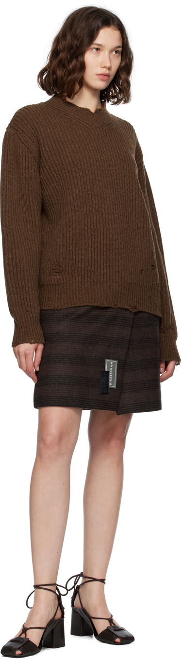 Kjol Maison Margiela MM6 Maison Margiela Checked Wool Blend Miniskirt Brun | S52MC0013 M35472, 3