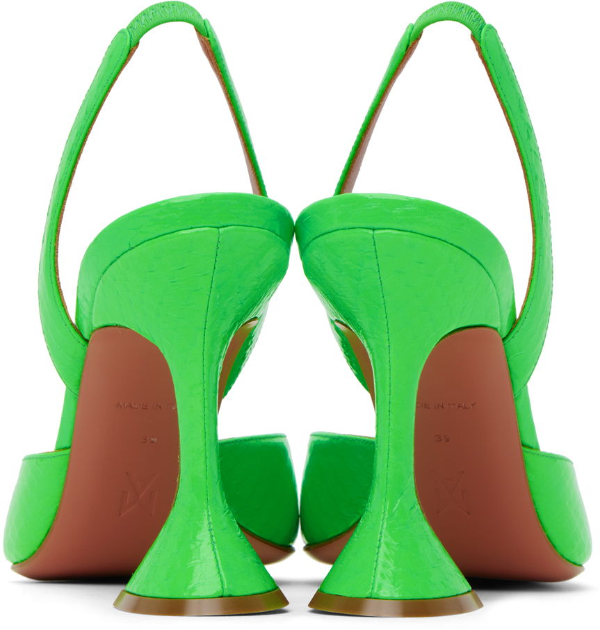 Sneakers och skor Amina Muaddi Sling Back Patent Leather Heels Grön | HOLLI SLING CL SNAKE, 1