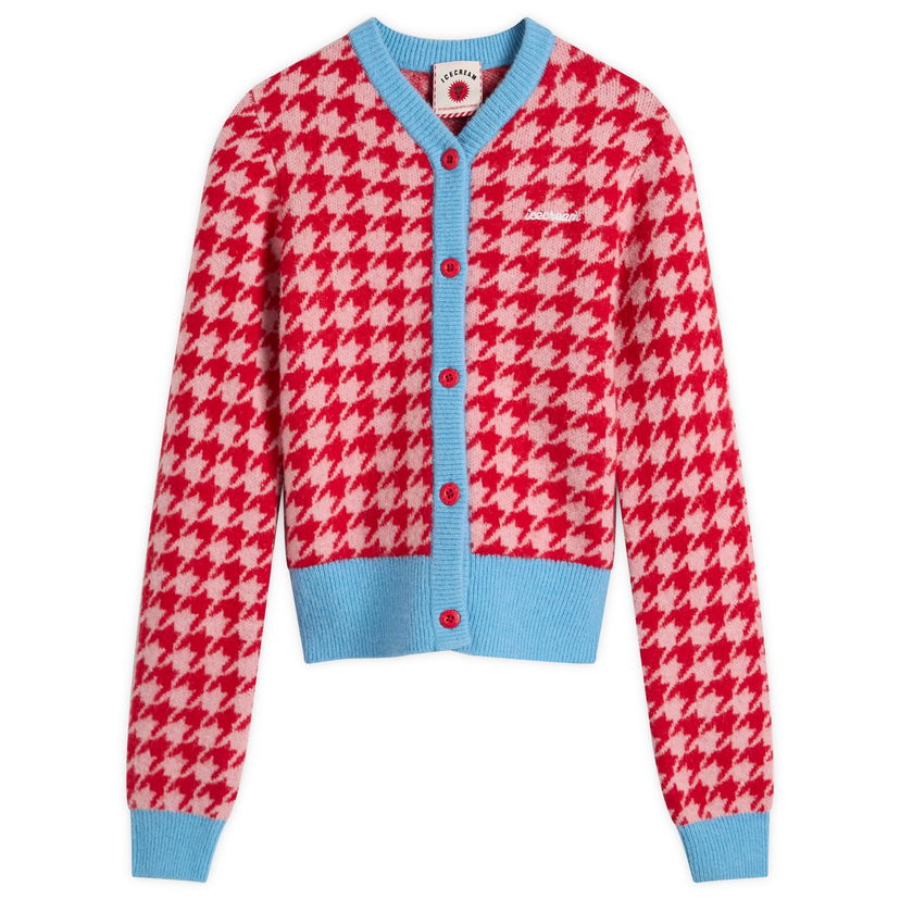 Sweater BBC IceCream Houndstooth Knit Cardigan Rosa | ICWW25307-PNK