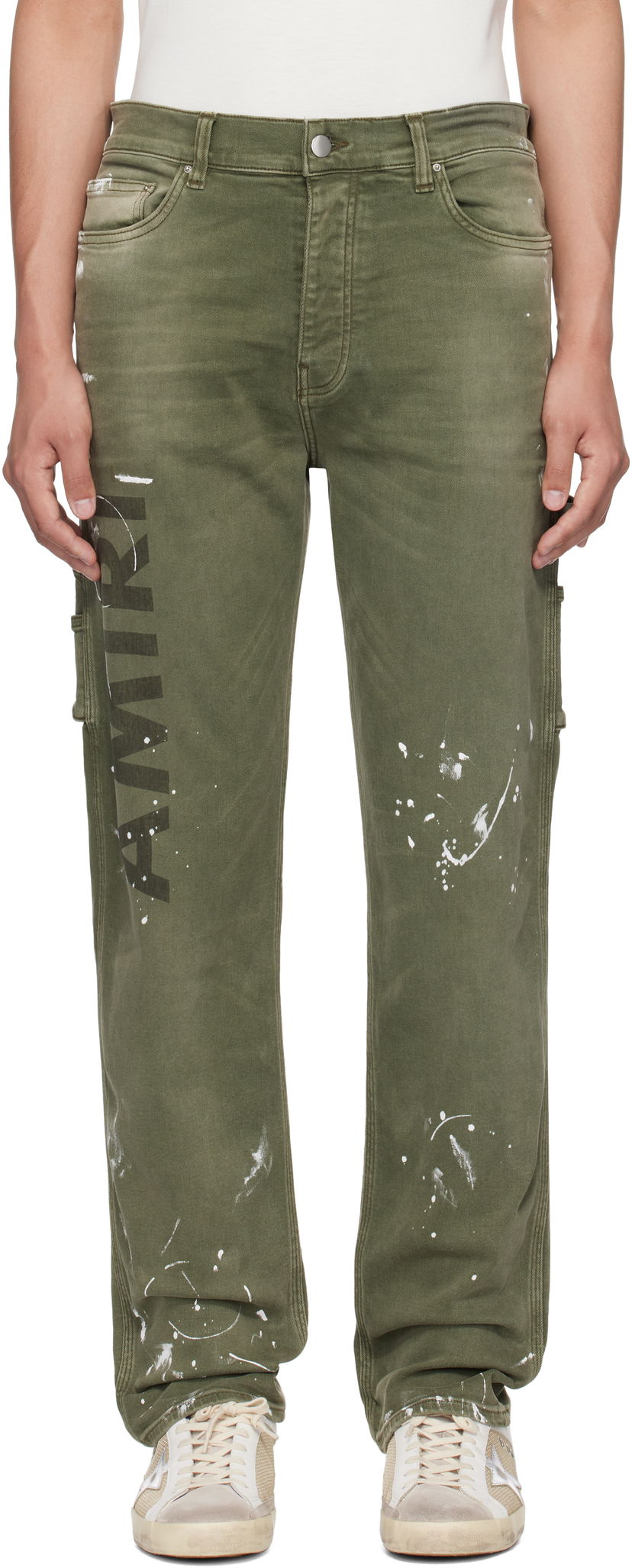 Jeans AMIRI AMIRI Army Logo Painted Slim Workman Jeans Grön | AMDNSM1018