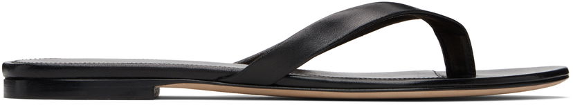 Sneakers och skor The Row Sacha Leather Flip-Flops Svart | F1697-SN65