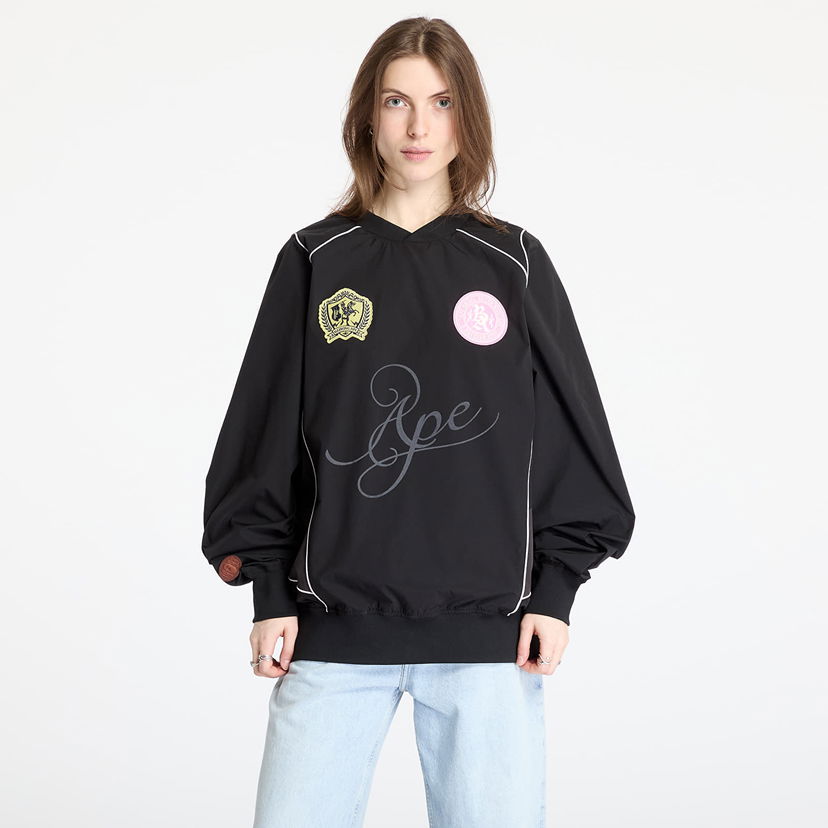 Sweatshirt BAPE A BATHING APE Multi Logo Relaxed Fit Pullover Svart | 001SWL301317MBLK