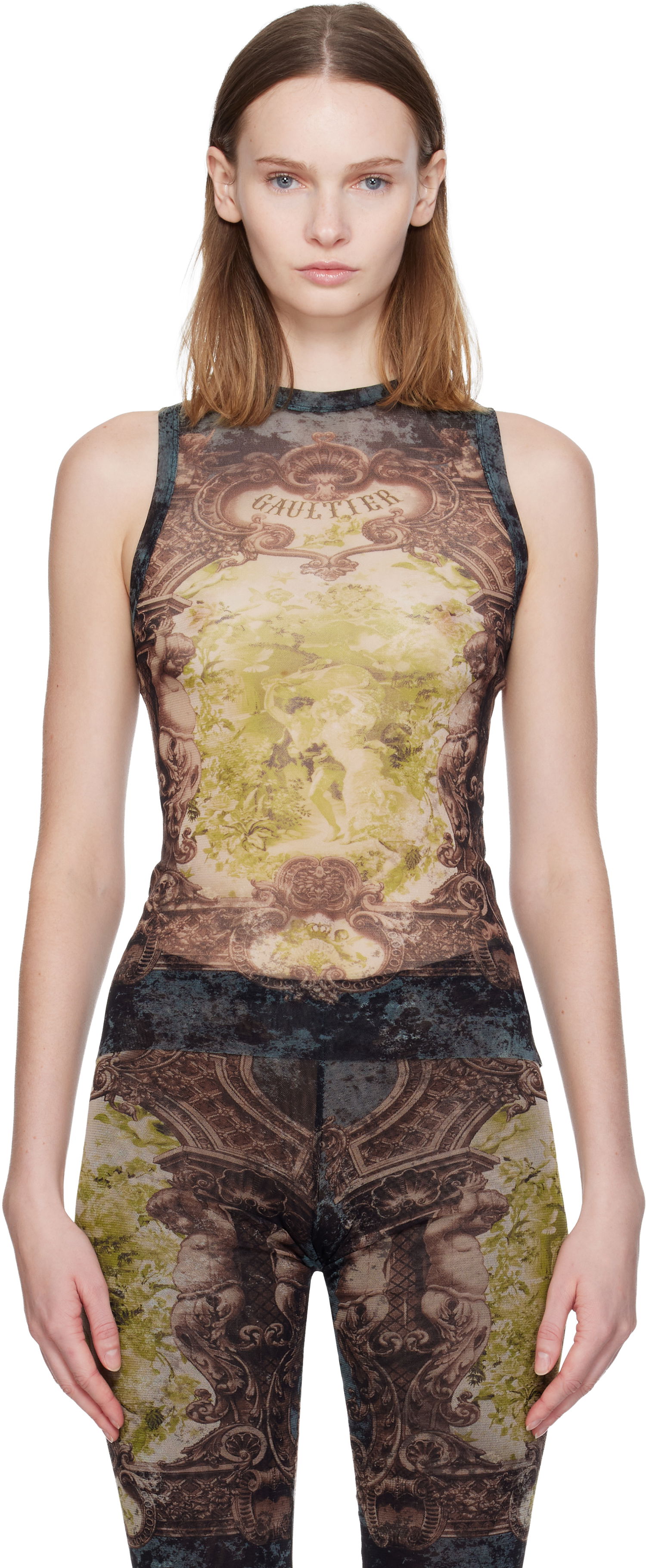 Linne Jean Paul Gaultier 'The Médaillon' Baroque Mesh Tank Top Flerfärgad | 25/04-W-TO304-M006P-005740, 0