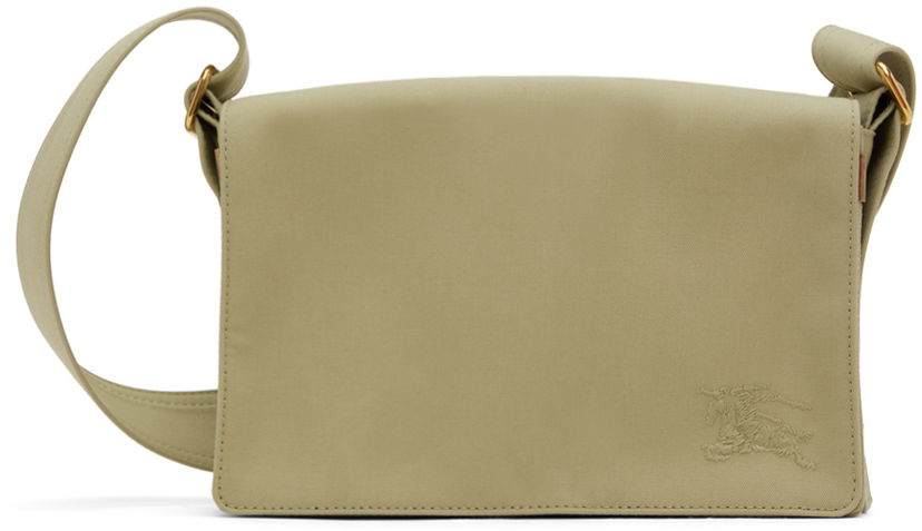 Axelväska Burberry Burberry Trench Leather Crossbody Bag Grön | 8077398